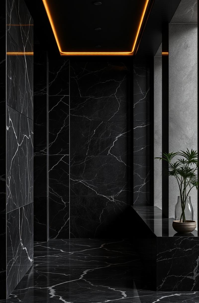 Elegant dark marble interior